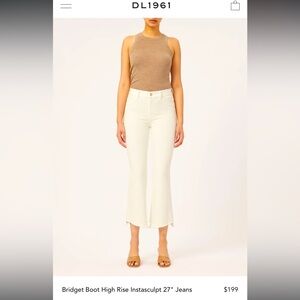 NEW WITH TAGS DL1961 White Bridget Boot High Rise Instasculpt Crop Size 29
